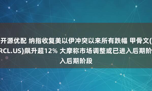 开源优配 纳指收复美以伊冲突以来所有跌幅 甲骨文(ORCL.US)飙升超12% 大摩称市场调整或已进入后期阶段
